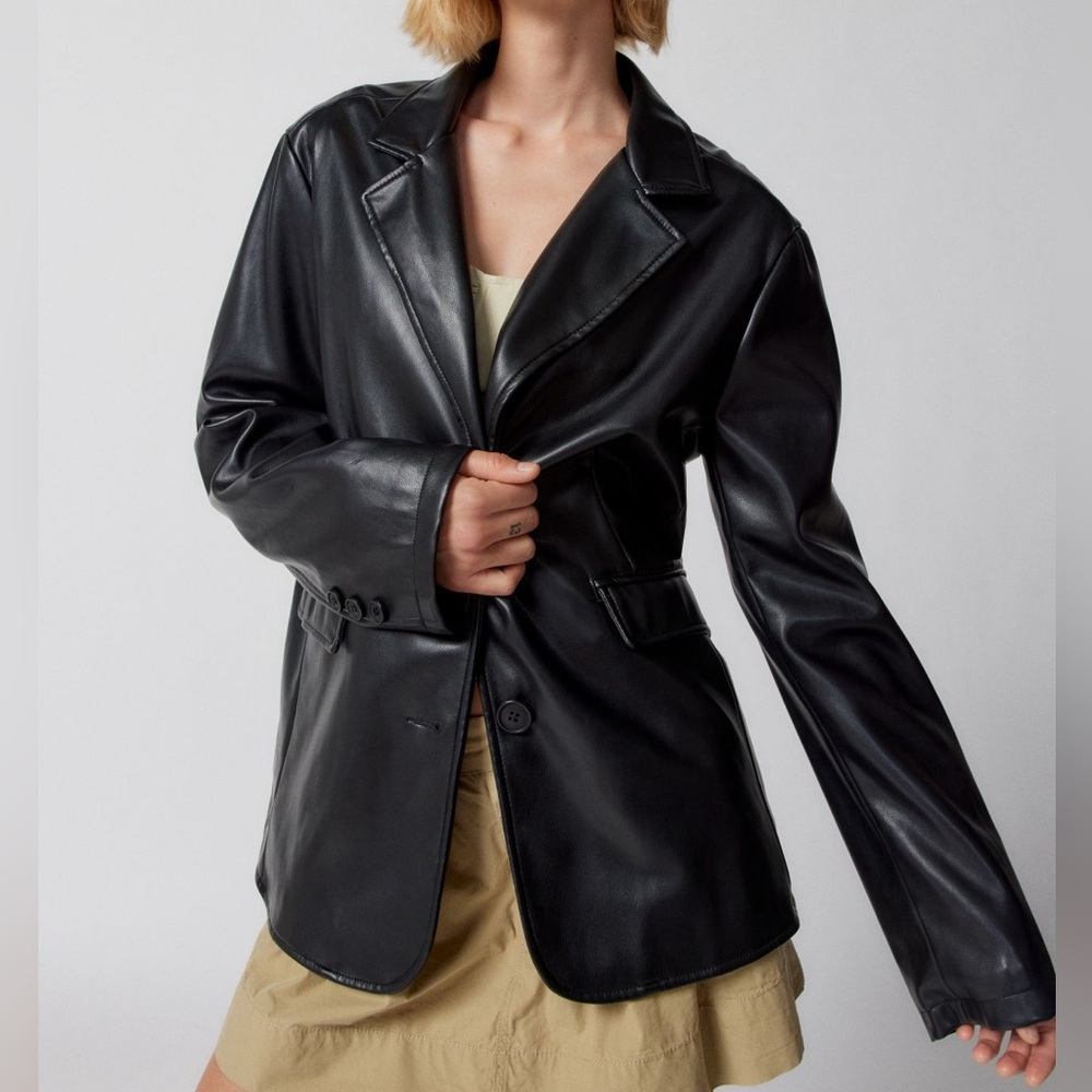 Urban Outfitters Black Leather-Look Blazer